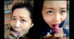 Em ghệ mút cò ở vườn sau nhà